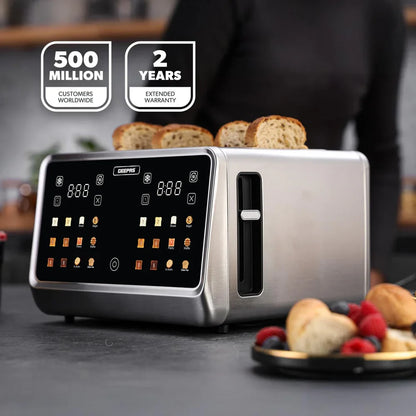 GEEPAS 5-in-1 DIGITAL 4 Slice Long Slot Toaster