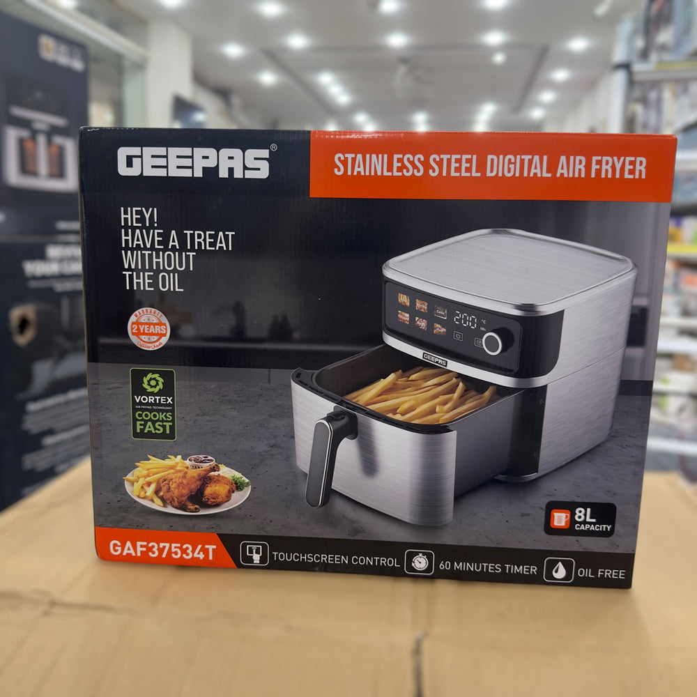 Geepas 8L Stainless Steel Digital Air Fryer 37534