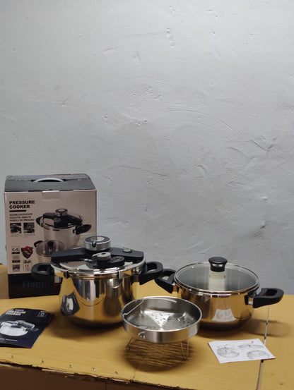 Imported Unique Pro 3 in 1 Stainless Steel Automatic Pressure Cooker - 4L + 6L
