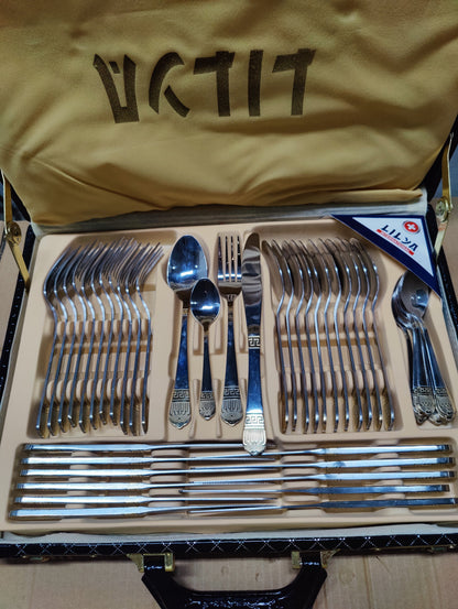 Luxury Cutlery Set - Leather Case 48 Pieces - 12 Person