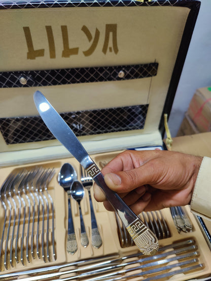Luxury Cutlery Set - Leather Case 48 Pieces - 12 Person