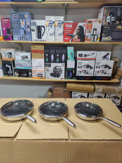 Imported Honeycomb Frypan Laser Crafted Pan with Lid