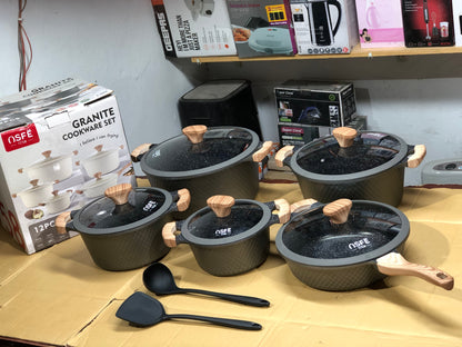 Osfe 12pcs Granite Induction Based Cookware Set