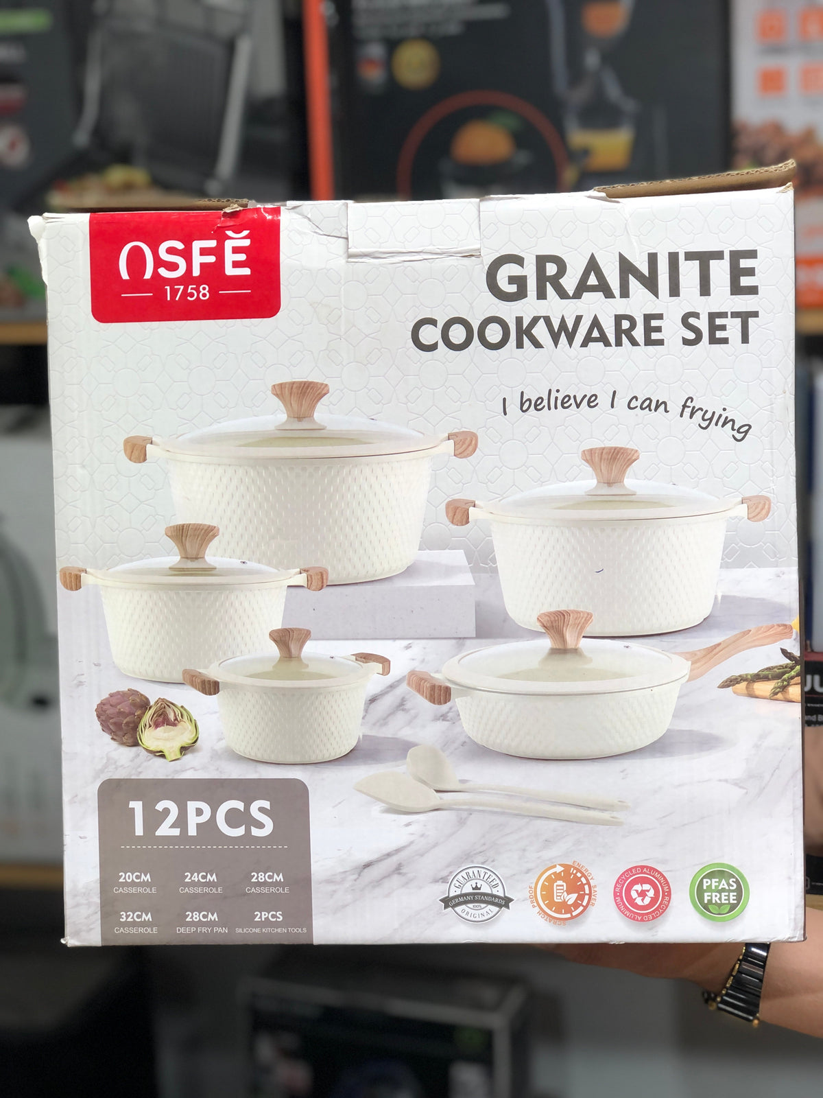 Osfe 12pcs Granite Induction Based Cookware Set