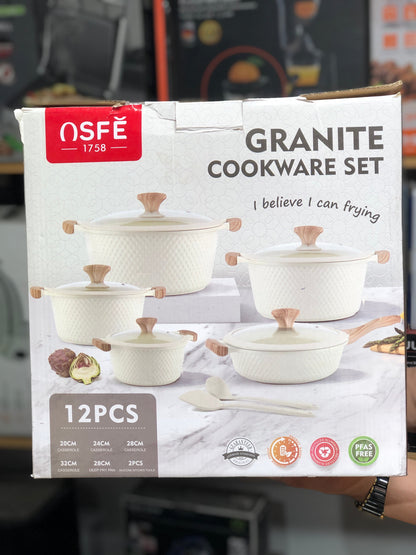 Osfe 12pcs Granite Induction Based Cookware Set