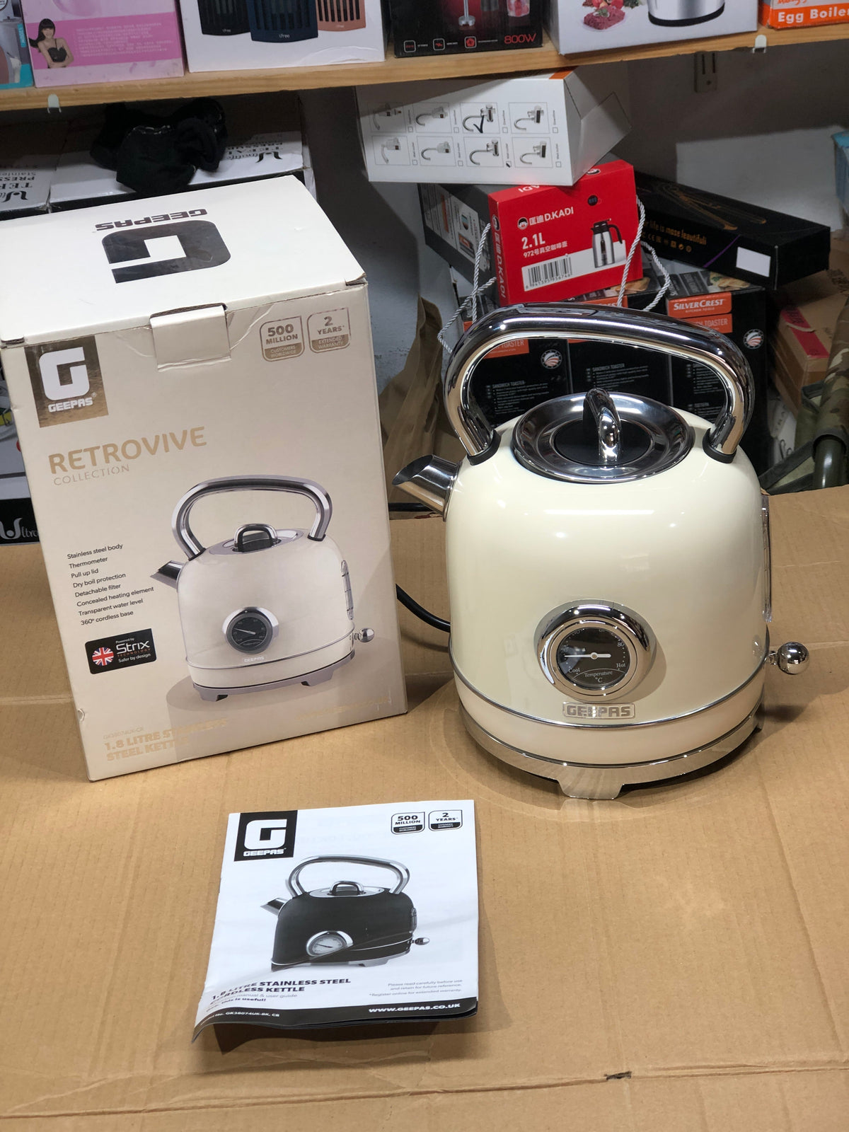 Geepas Retrovive 1.8L Stainless Steel Kettle 38074