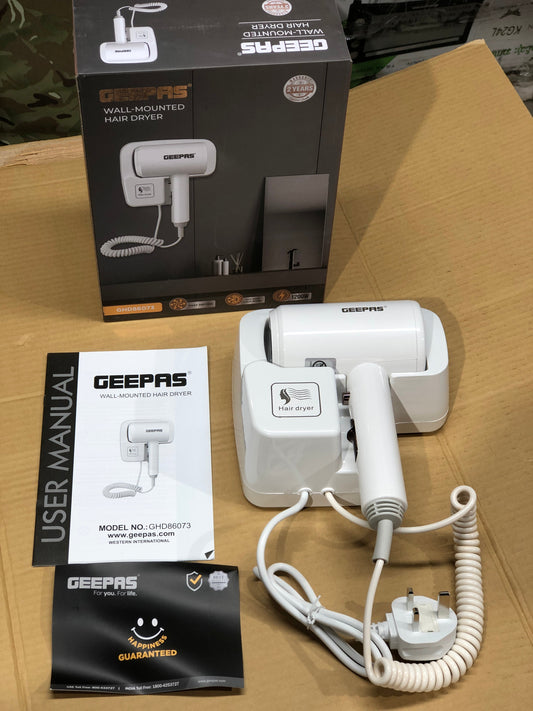 Geepas 1200W Wall Mounted Hair Dryer 86073