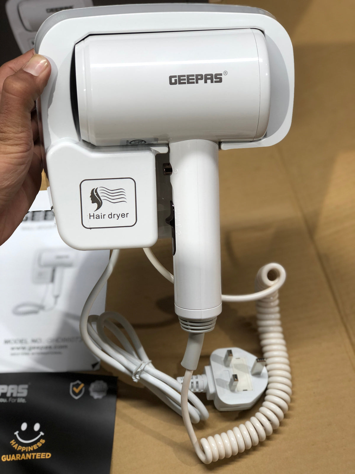 Geepas 1200W Wall Mounted Hair Dryer 86073