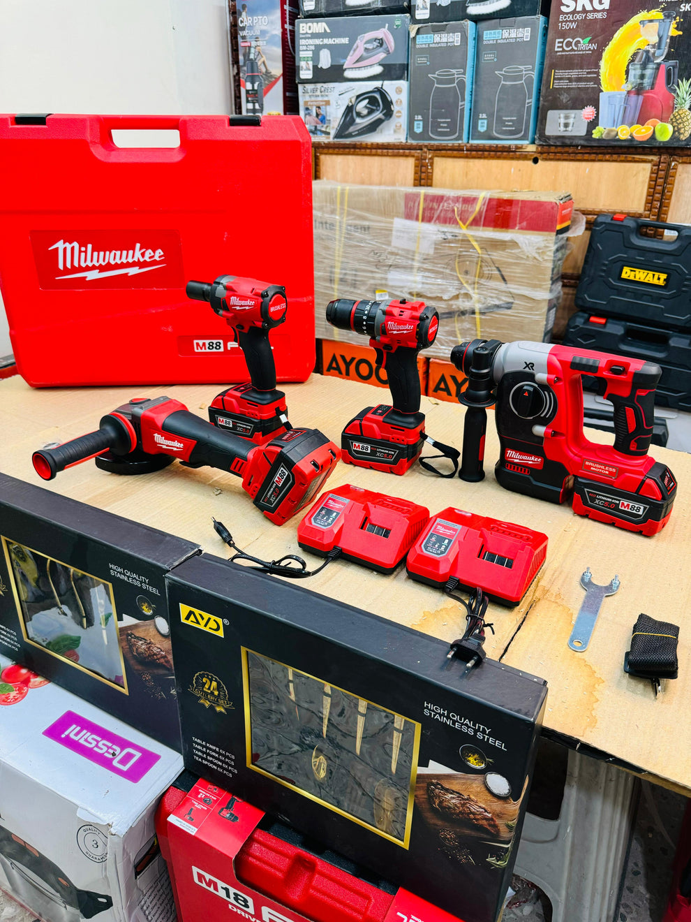 Milwaukee 4 in 1 Drill Machine Set Tool kit Set